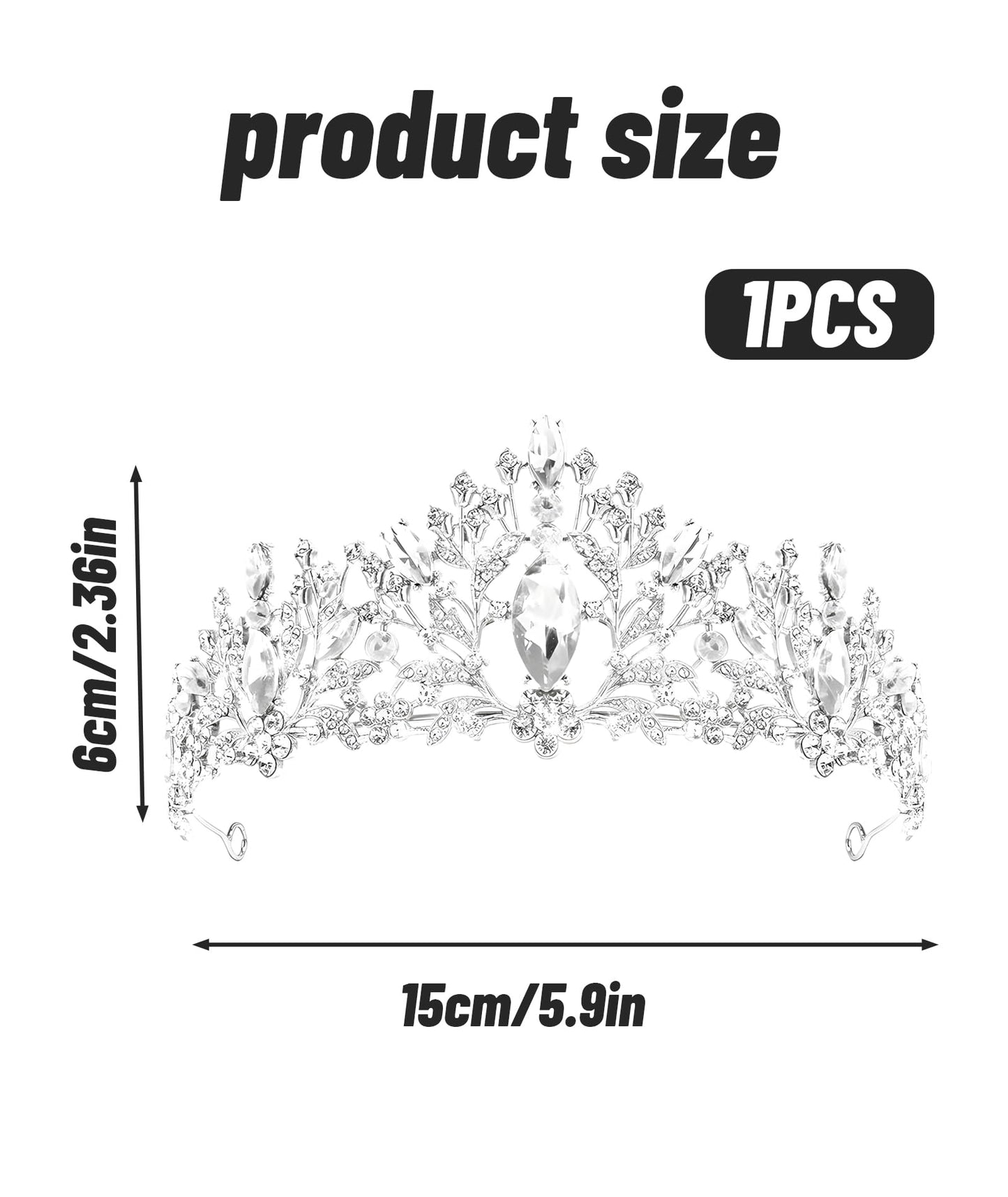 Tiara for Women, Wedding Crown for Bride, Elegant Bridal Crown for Wedding, Queen Crown for Girls, Formal Event Headpiece for Pageants and Most Occasions ﻿