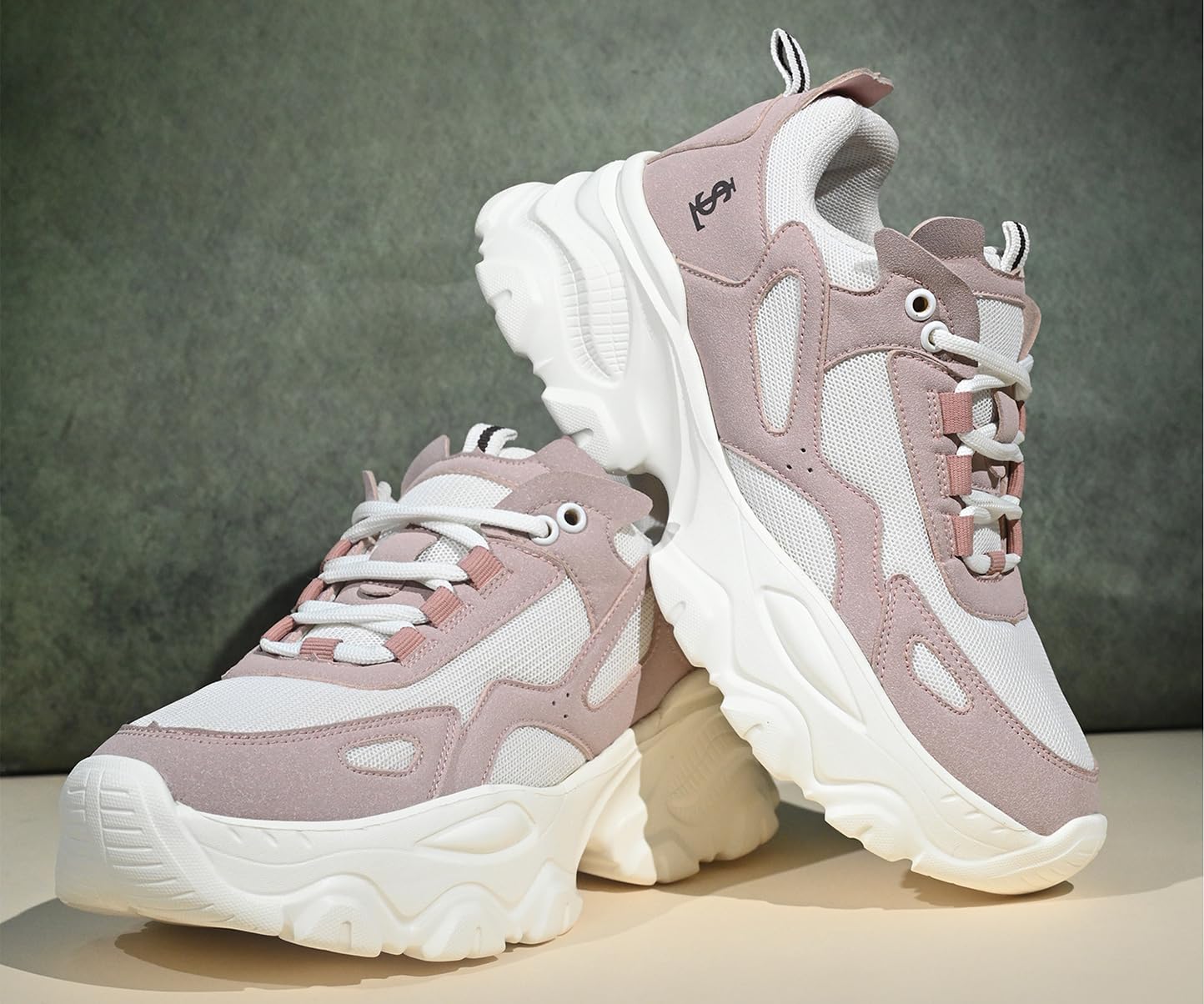 LOUIS STITCH Pink-White Sneakers for Women | Comfortable Sneakers | LSLD-SNK-01-PK | UK-5