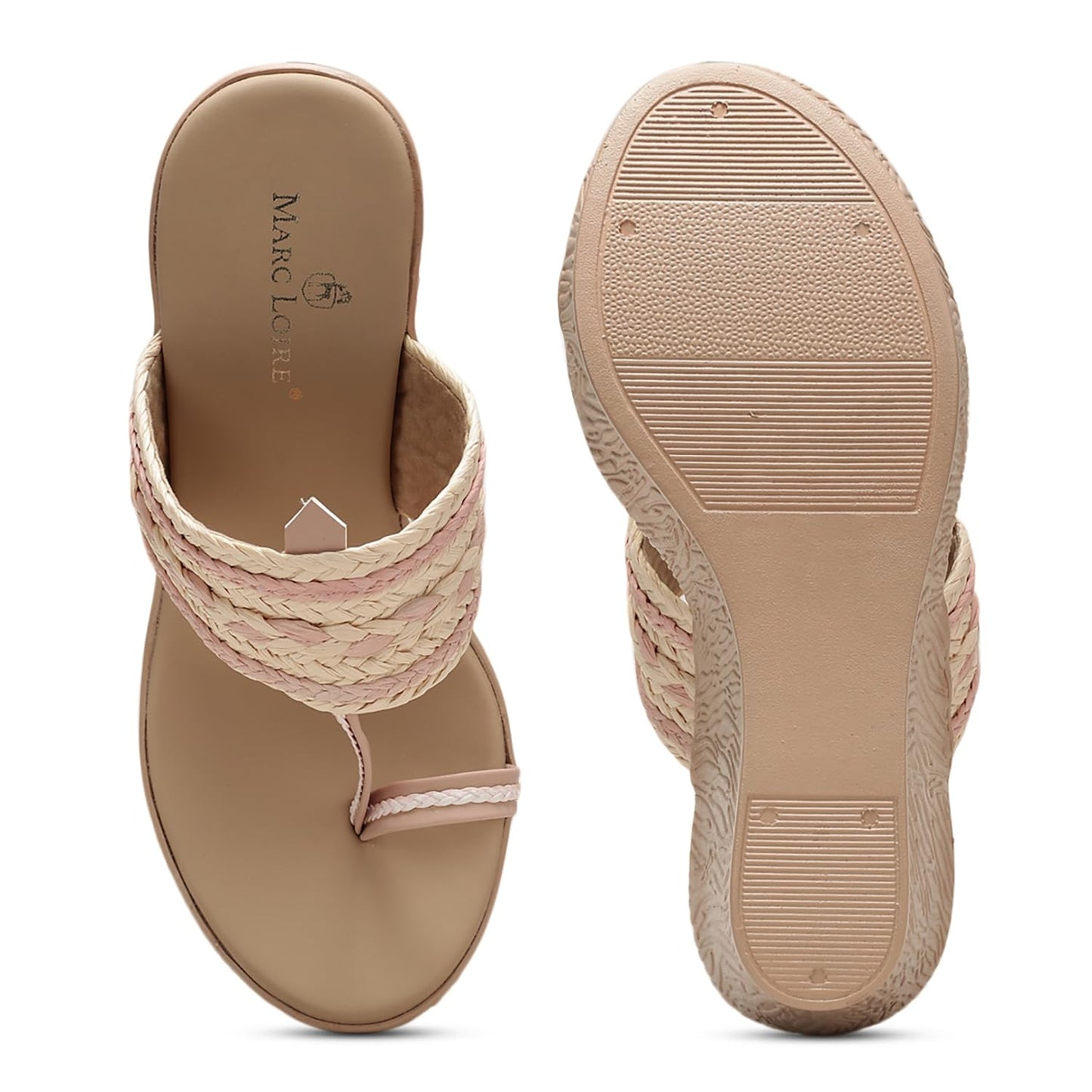 Marc Loire Women Embellished Ethnic One-Toe Wedge Heels | Slip-On Sandals with Comfortable Sole (Purple, UK Footwear Size System, Adult, Women, Numeric, Medium, 3)