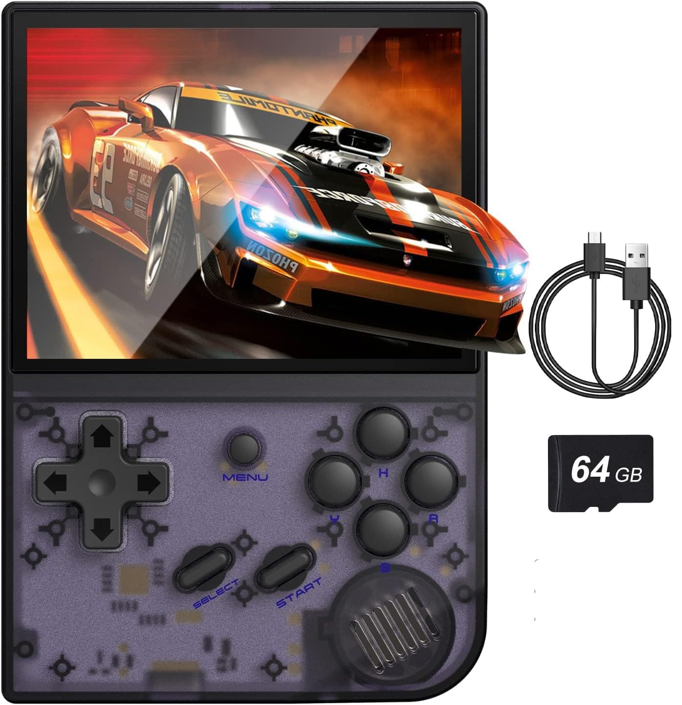 New World RG35XX Handheld Game Console Support HDMI and TV Output 3.5 Inch IPS Screen 64G TF Card 6800+ Classic Games 2600mAh Battery Anbe-rnic Black
