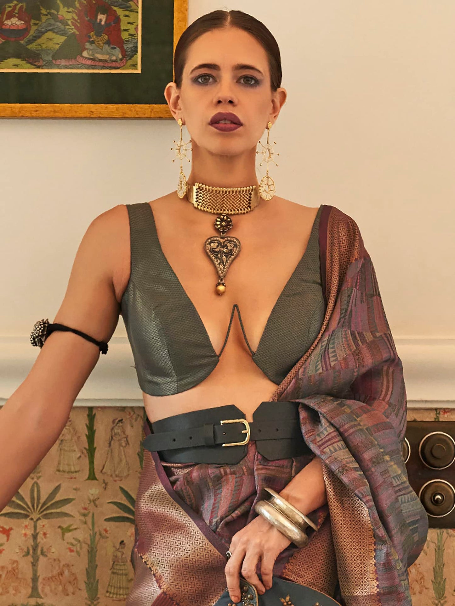 AKHILAM Women's Woven Design Organza Saree With Unstitched Blouse Piece (Mauve_KALKI309002_RJ)