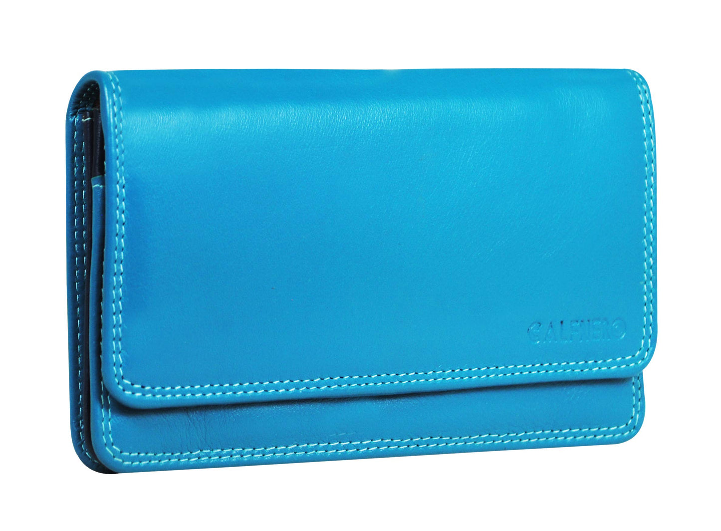 Genuine Leather Clutch Wallet for Women and Girls-Long Purse Wallet with Multiple Card Slots,Zip Pocket and Note Compartment-Red Multi Women Wallet by Calfnero (Tork-Multi)