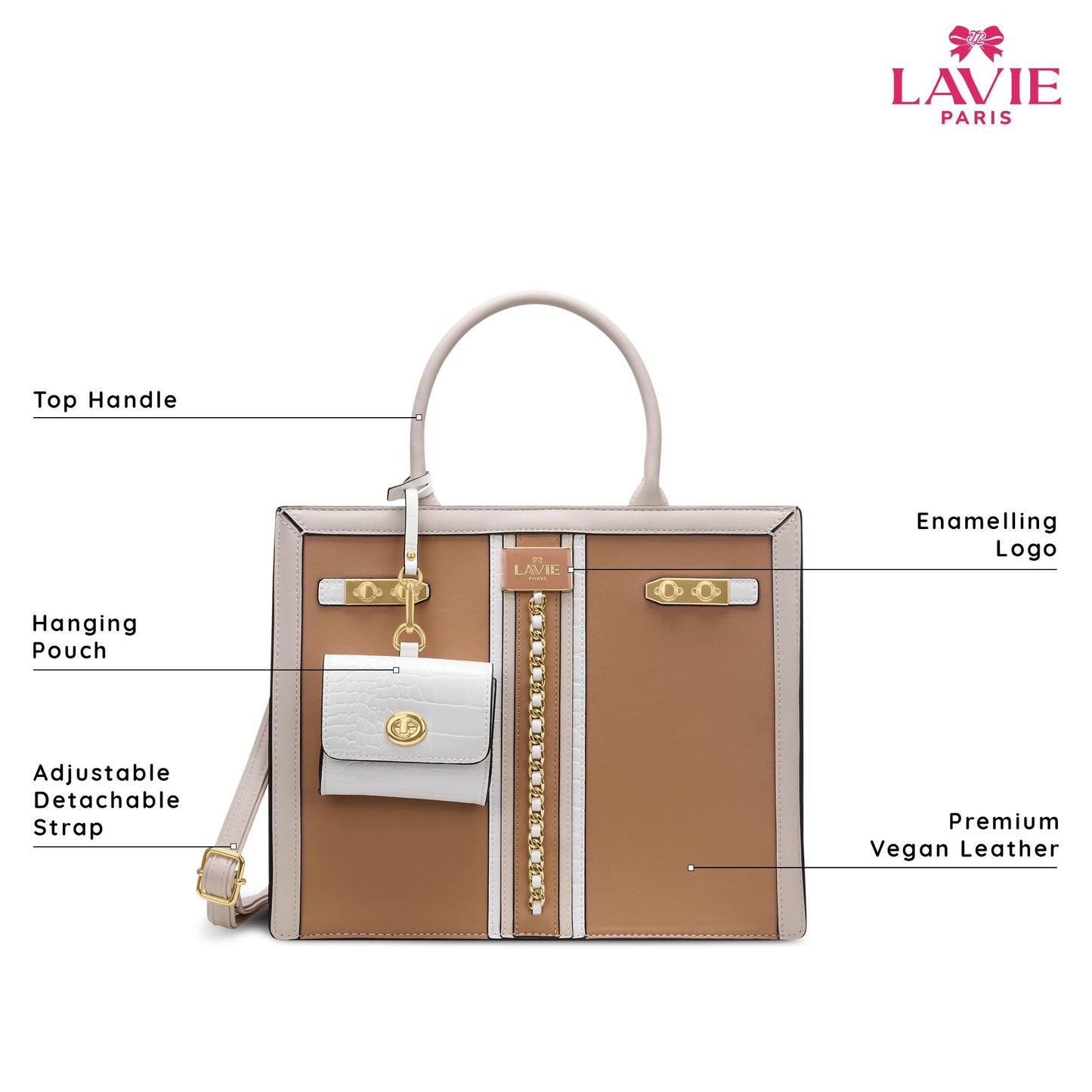 LAVIE PARIS Women's Louvre Chain Satchel Bag | Satchel Handbag for Work | Ladies Purse | Stylish Shoulder Bag | Gift for Women