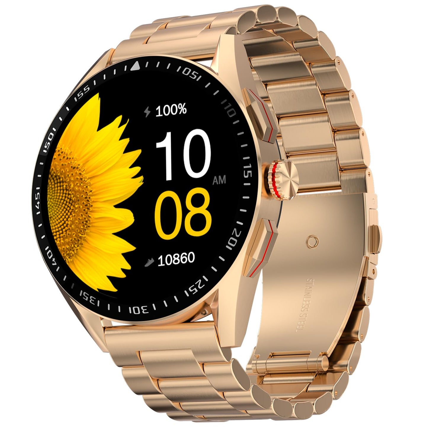 Fire-Boltt Invincible Plus 1.43" AMOLED Display Smartwatch with Bluetooth Calling, TWS Connection, 300+ Sports Modes, 110 in-Built Watch Faces, 4GB Storage & AI Voice Assistant (Rose Gold SS)