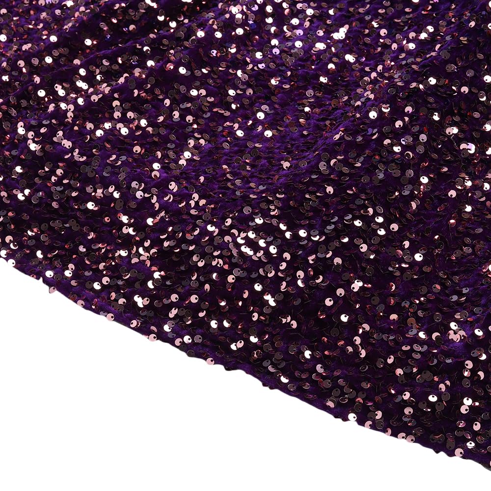 Hopscotch Girls Polyester Lycra Sequin Gown In Purple Color For Ages 8-9 Years (AL7-4565009)