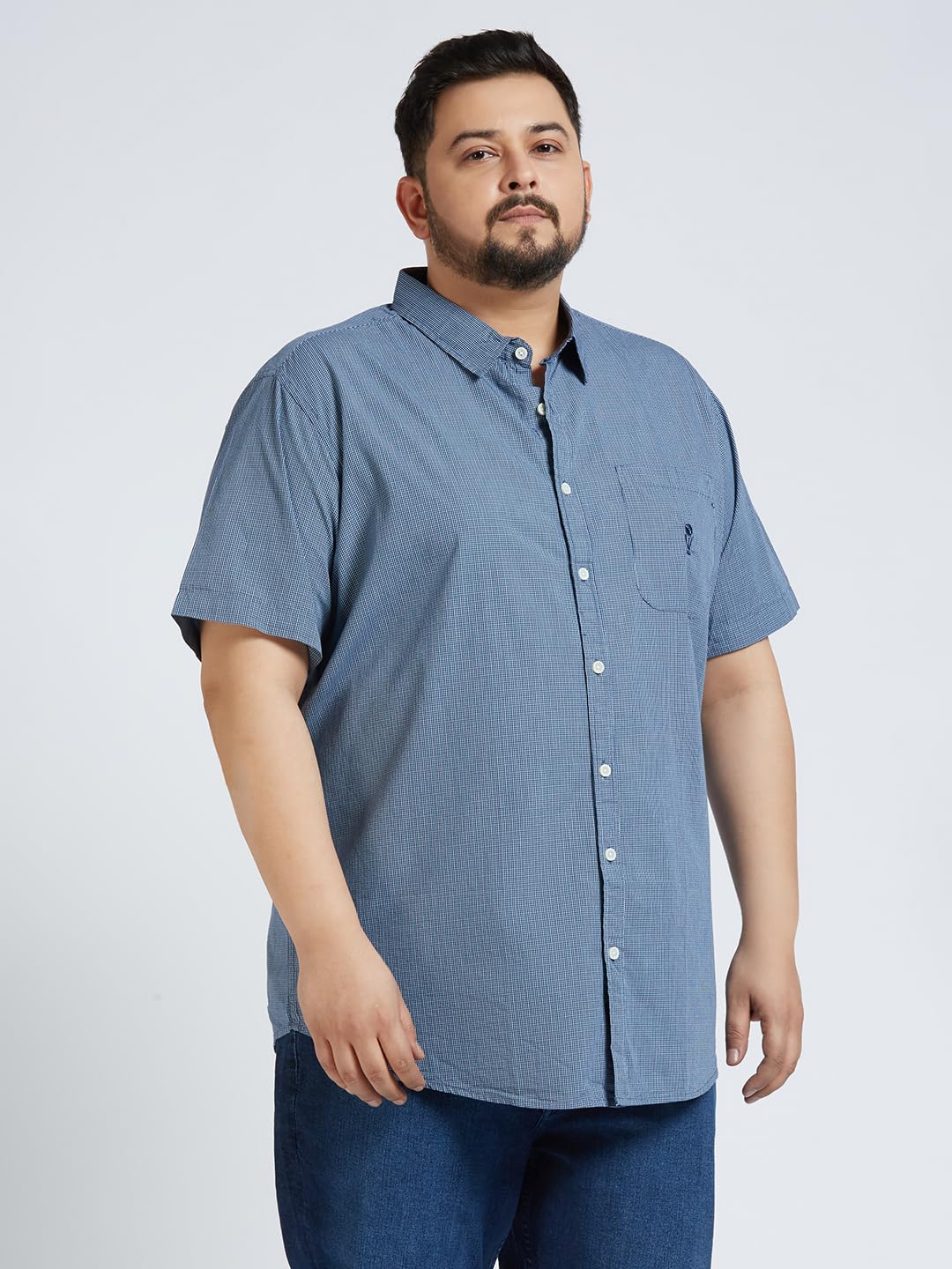 Thomas Scott Mens | Half Sleeve | Solid | Regular Fit Plus Size | 100% Cotton | Spread Collar | Casual Shirts (Available in Plus Size) (Dark Blue_6XL)