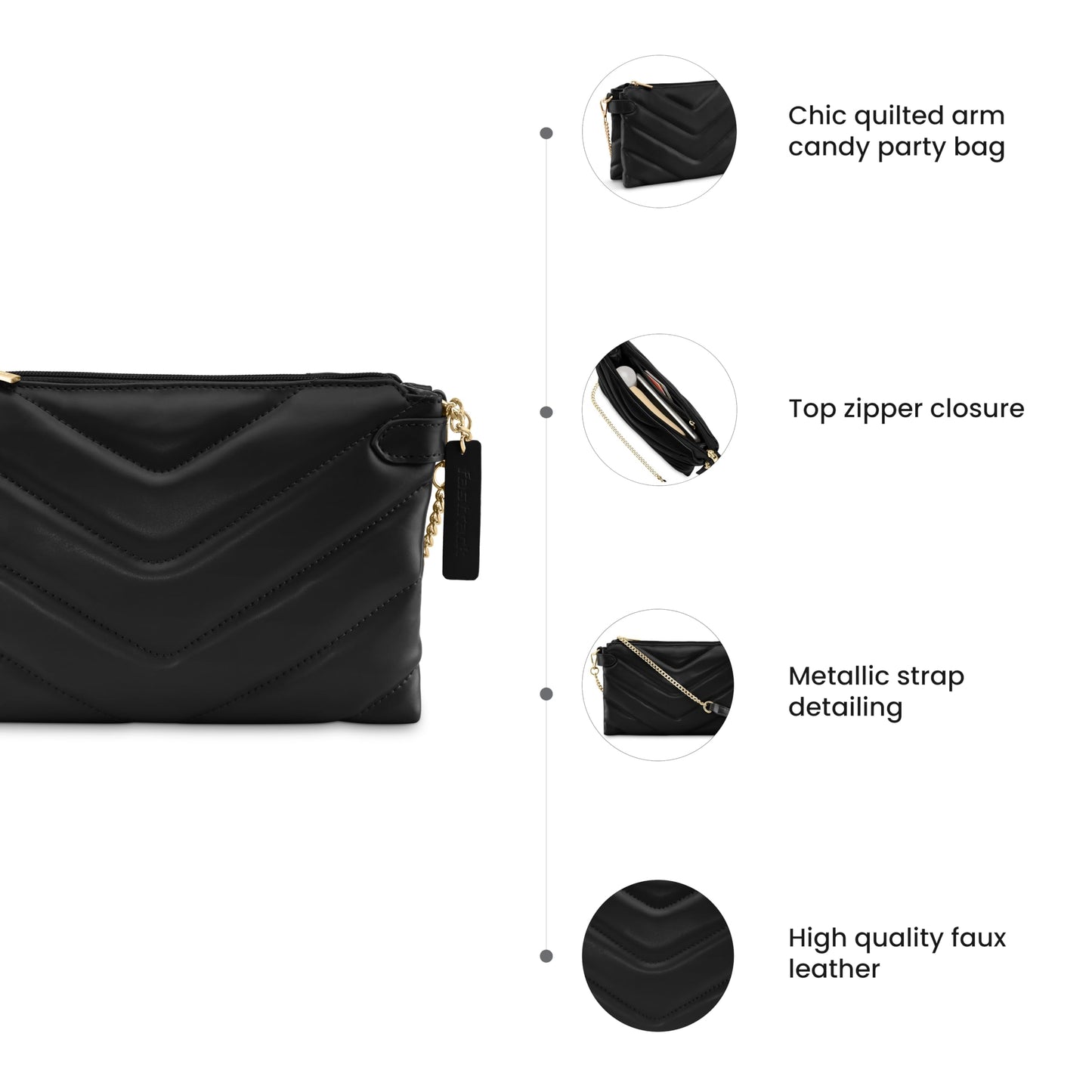 Fastrack Quilted Sling Bag for Women, Girls and Ladies with Unique Chain Strap