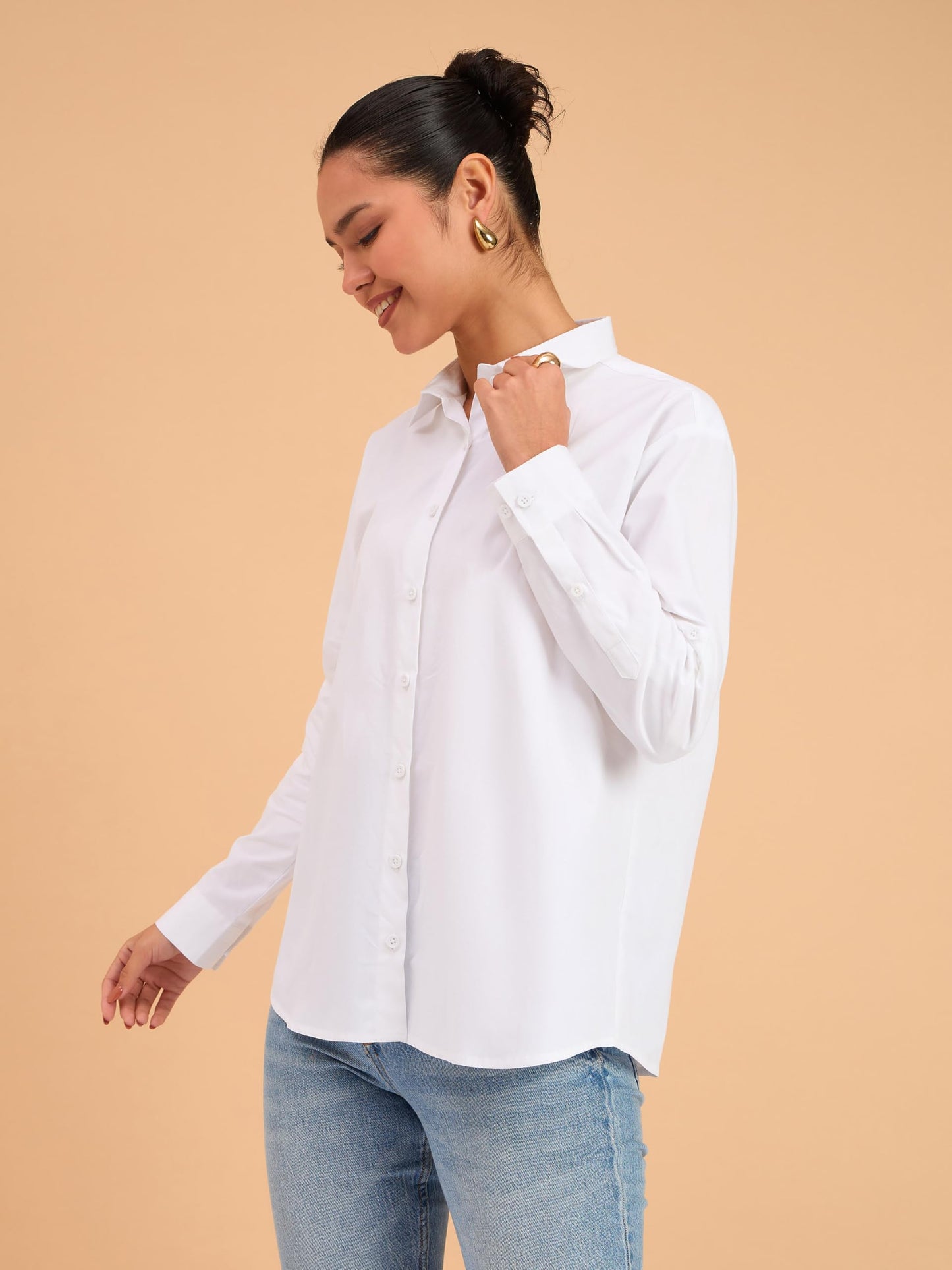 barcino White Poplin Oversized Shirt