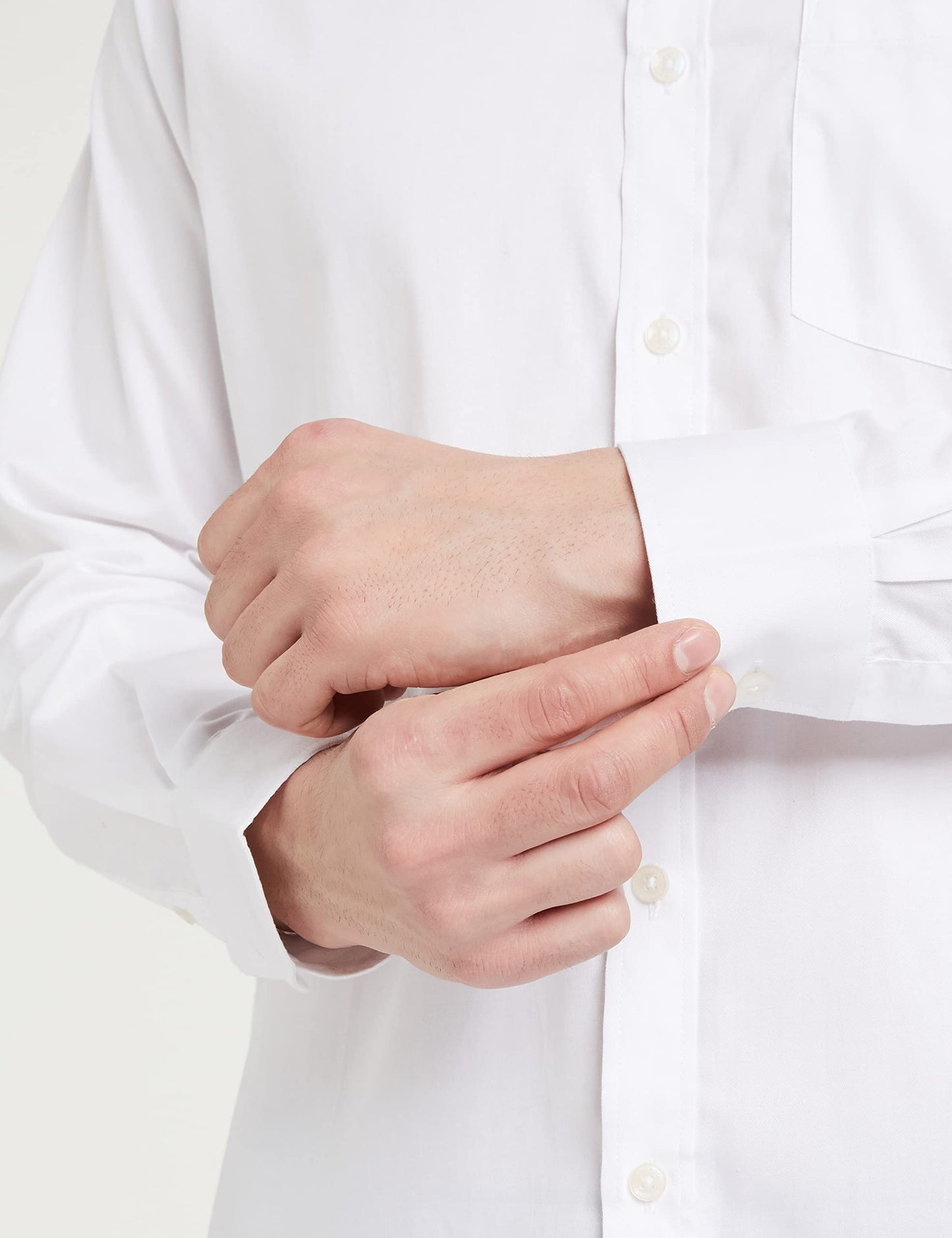 Amazon Brand - Symbol Men's Solid Cotton Formal Shirt | Plain | Full Sleeve - Regular Fit (Available In Plus Size, White_42)