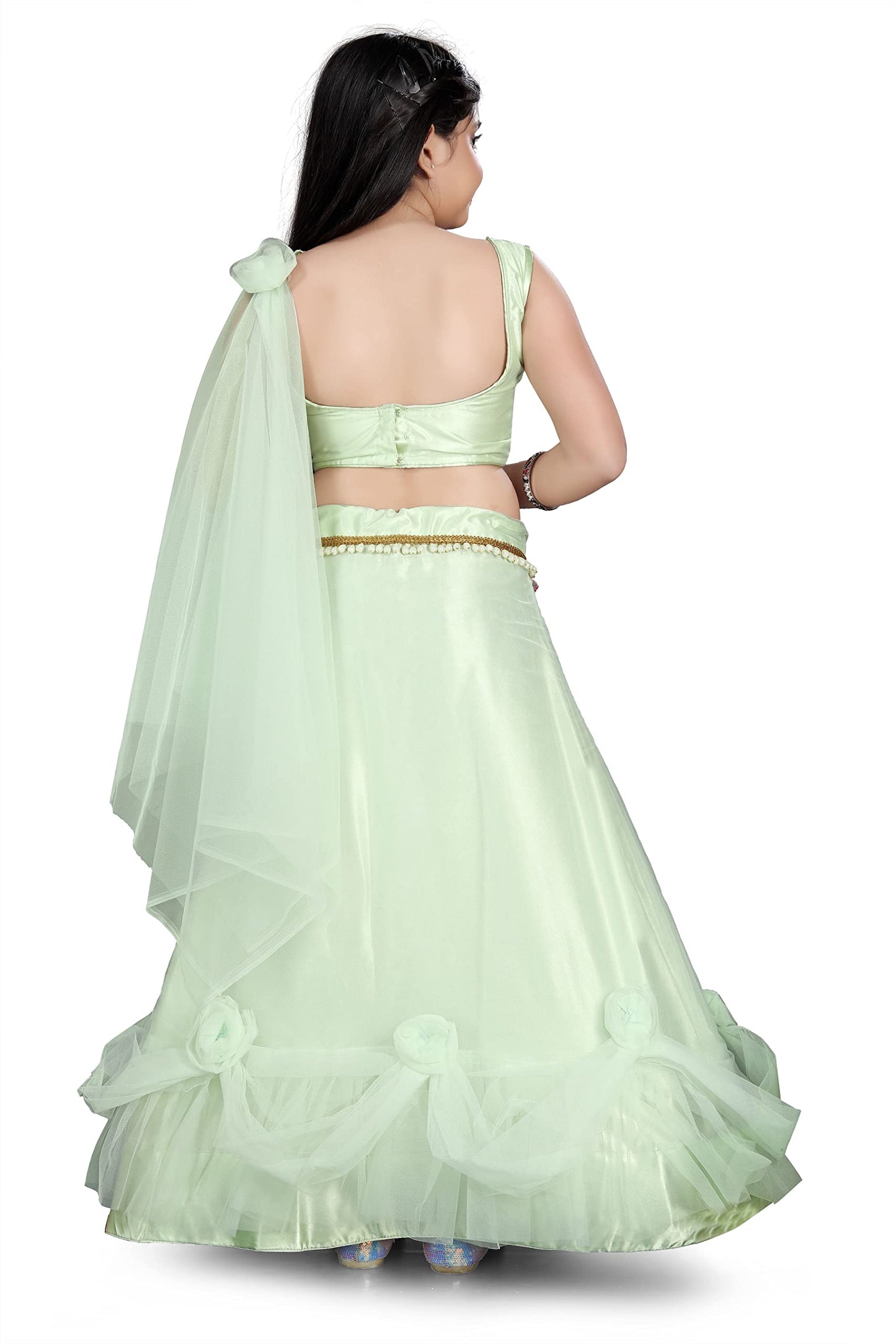 SGF11 Girls Soft Net Full stitched Lehenga choli for Kids_616 (5-7 Years, Pista)