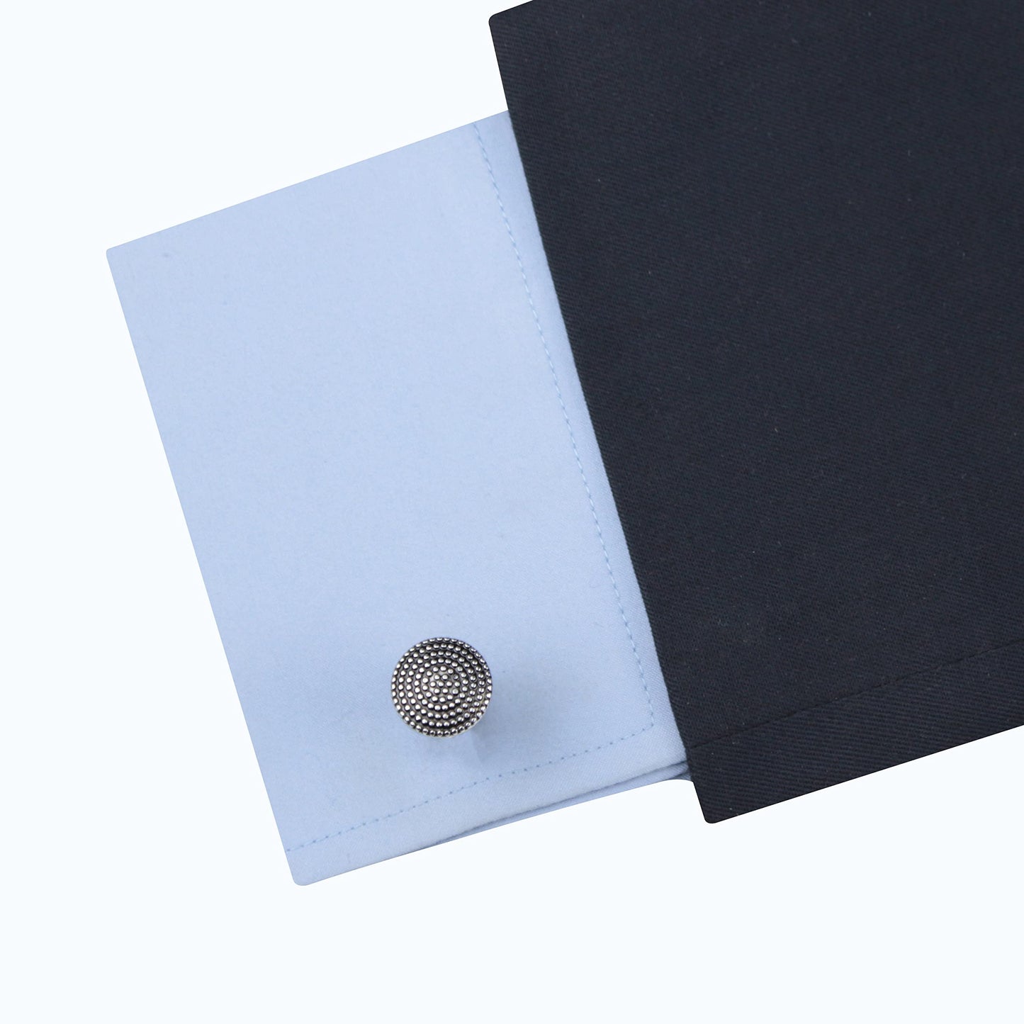 Kavove The Dot Pod Black & Silver Cufflink For Men