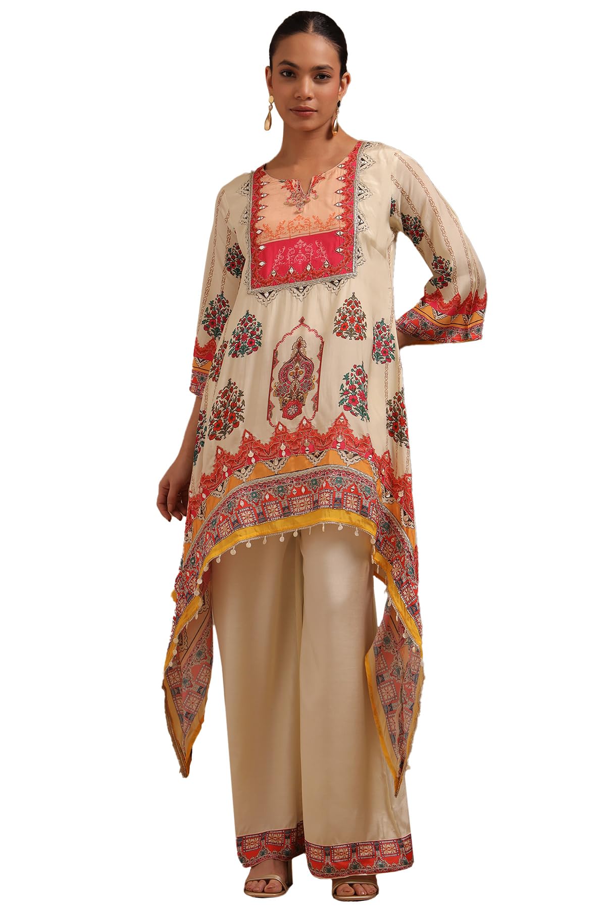 Soch Womens Muslin Ethnic Motifs Co-Ord Set With Mirror Work