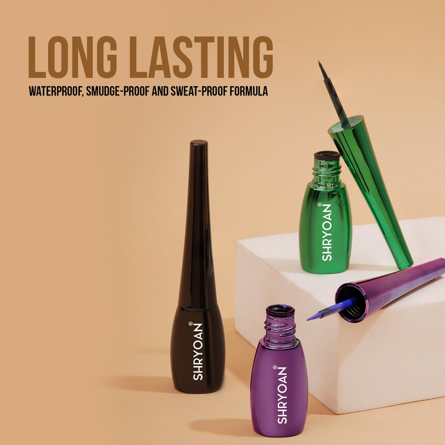 Shryoan Super Flow Eyeliner | Highly Pigmented | Lasts Long upto 24 hours | Smudge Proof & Waterproof | (6ml) (Black To Basic)