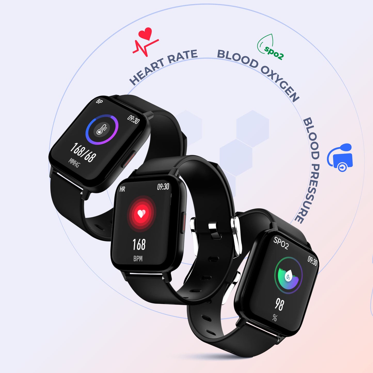 HAMMER Pulse 3.0 Bluetooth Calling Smart Watch with IP67 Rating & 1.69" Large Display with SpO2 Monitoring, Full Touch Screen & Multiple Watch Faces with Camera & Music Control (Black)