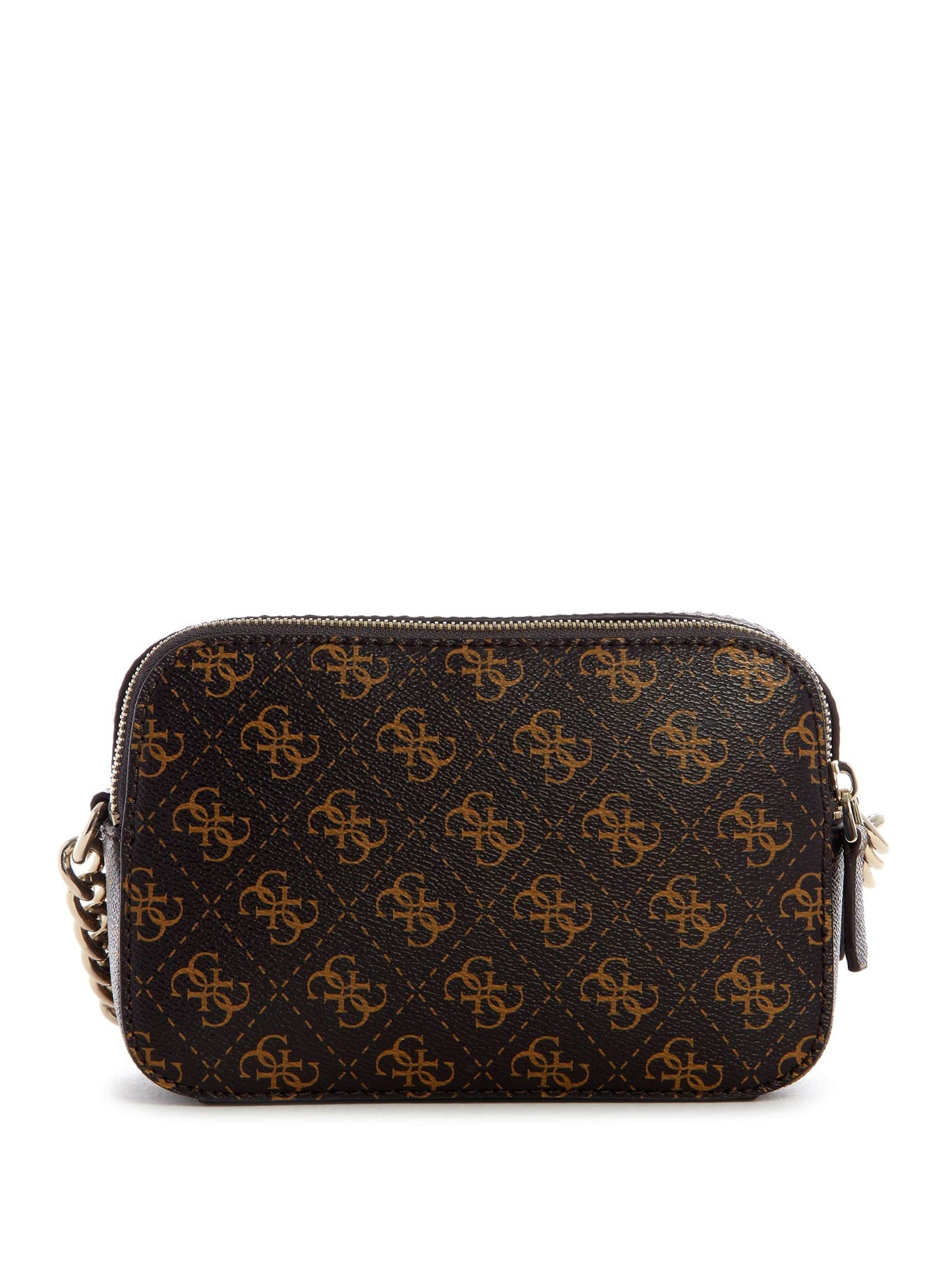 GUESS Brown Logo Monogram Polyurethane Noelle Crossbody Camera Bag