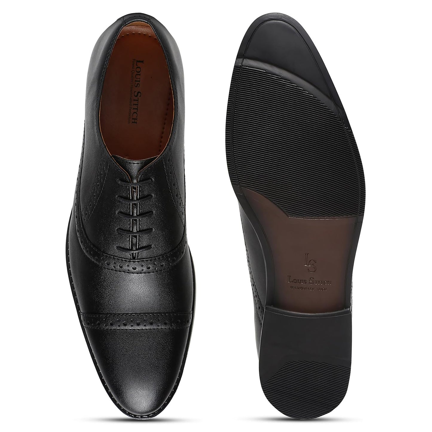 LOUIS STITCH Men's Black Formal Lace-up Oxford Shoes for Men | Solid Design | Ideal for Formal, Business Casual, and Parties (LSRG_OX) | UK-9