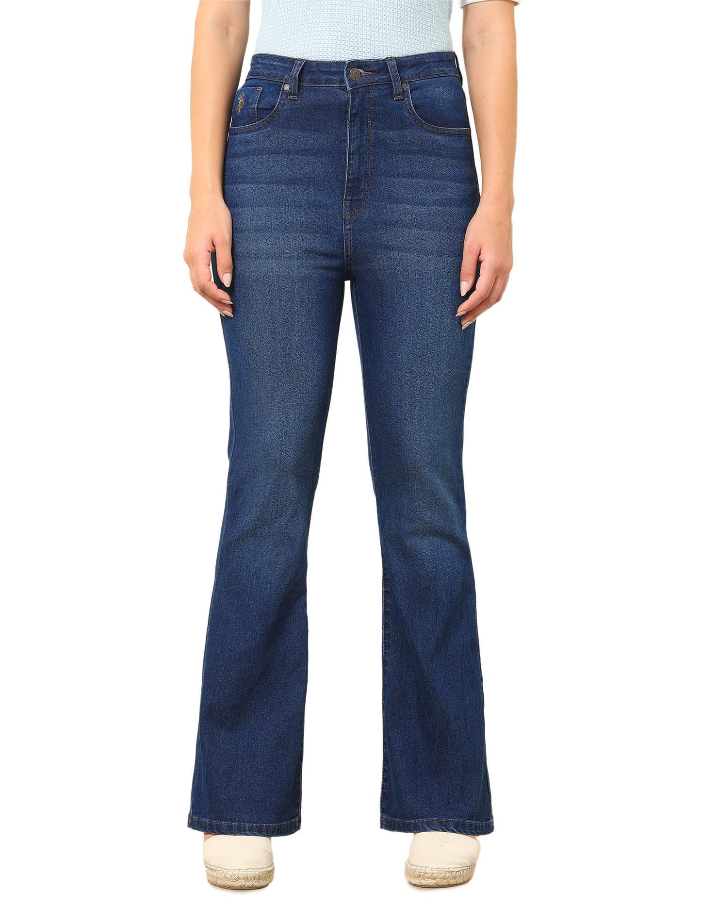 U.S. Polo ASSN. Ultra-High Rise Flared Fit Jeans (UWSS25JEN328_Blue_36)