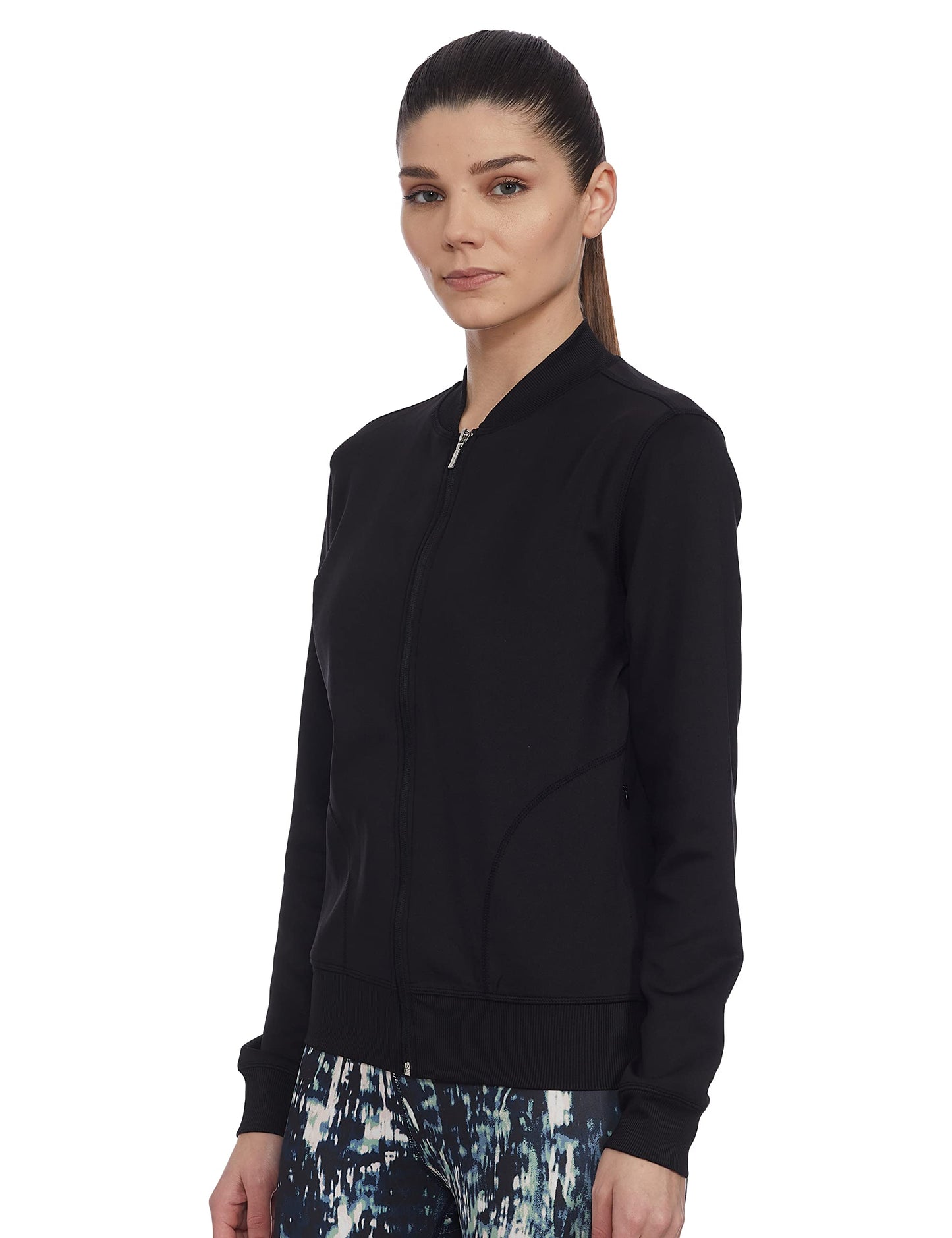 Enamor Athleisure A901 Relaxed Fit Bomber Jacket for Women|Breathable Antimicrobial Quick Dry 4-way Stretch Scuba Fabric Jacket With Zipper Pockets(A901-Jet Black-L)