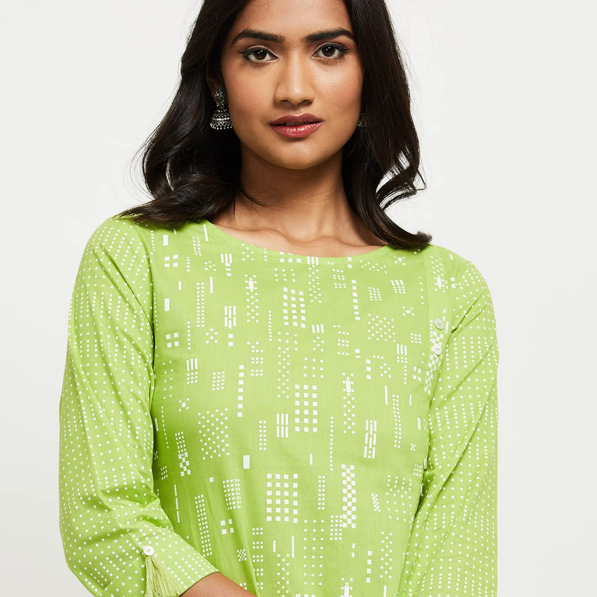 Max Women's Cotton Straight Kurta (AEAMSP20PI21GREEN-XL_Green_XL)