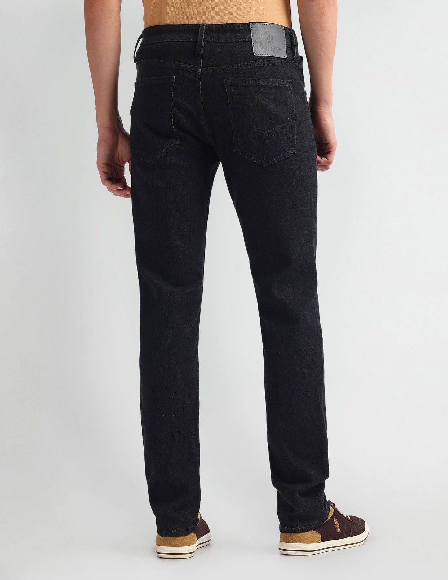 U.S. POLO ASSN. Men's Brandon Slim Tapered Fit Mid Rise Jeans (UDJENO1811_Black_34)