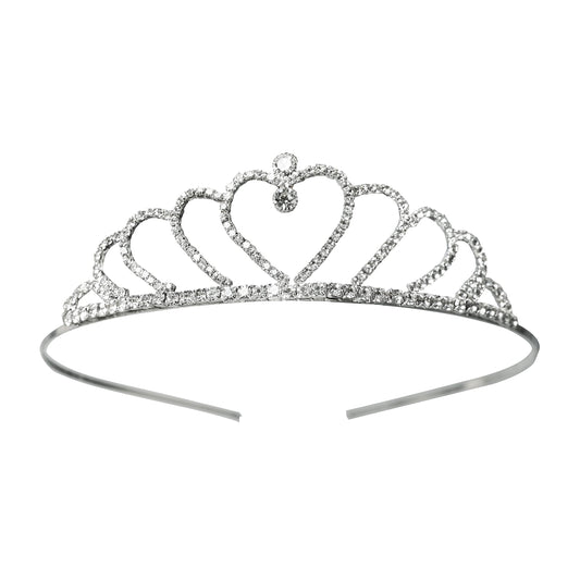 Decofy Beautiful Heart Rhinstone Diamond Crown Tiara- Hair Accessories Tiara Headband for Women and Girl Crown Hairband Tiara