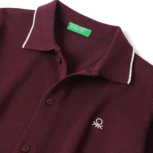 United Colors of Benetton Regular Fit Spread Collar Solid Tipping Shirt