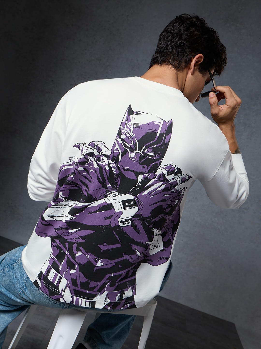 The Souled Store Black Panther: The Warrior Men Oversized Full Sleeve T-Shirts