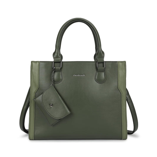 Fastrack Sage Edge Satchel | Faux-Leather Women's Handbag | Dual Carry with Detachable Strap | Structured Tote with Envelope Charm