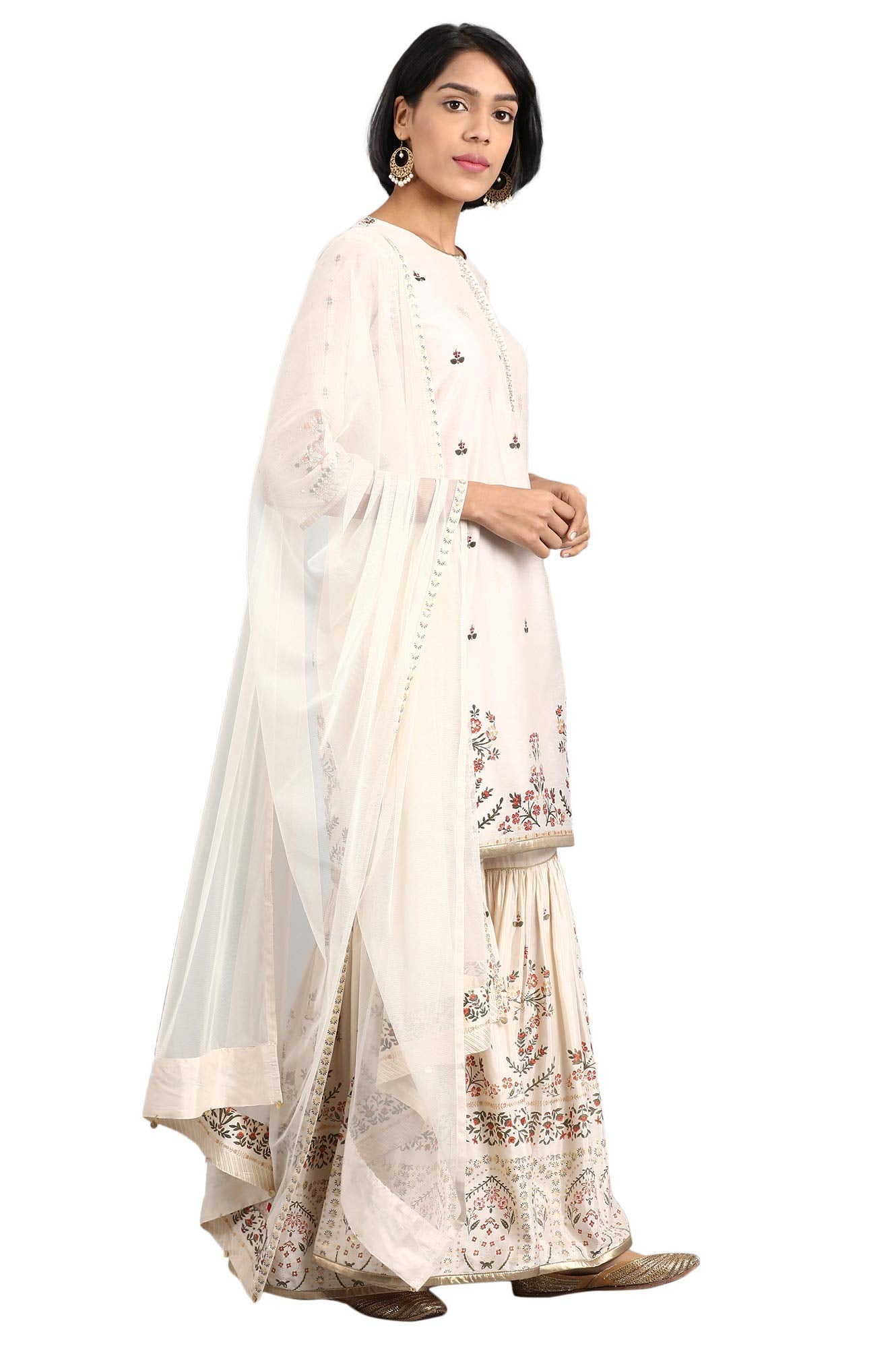 W for Woman Women's Straight Salwar Suit Set (19AUWS12920-112845_Ecru_18)