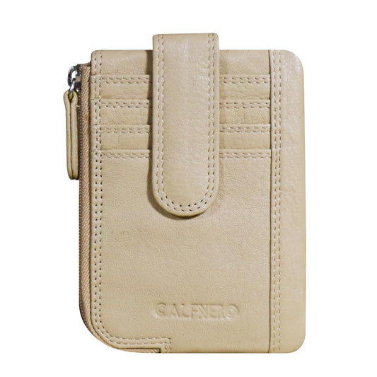 Calfnero Leather Men's Card Case (Beige)