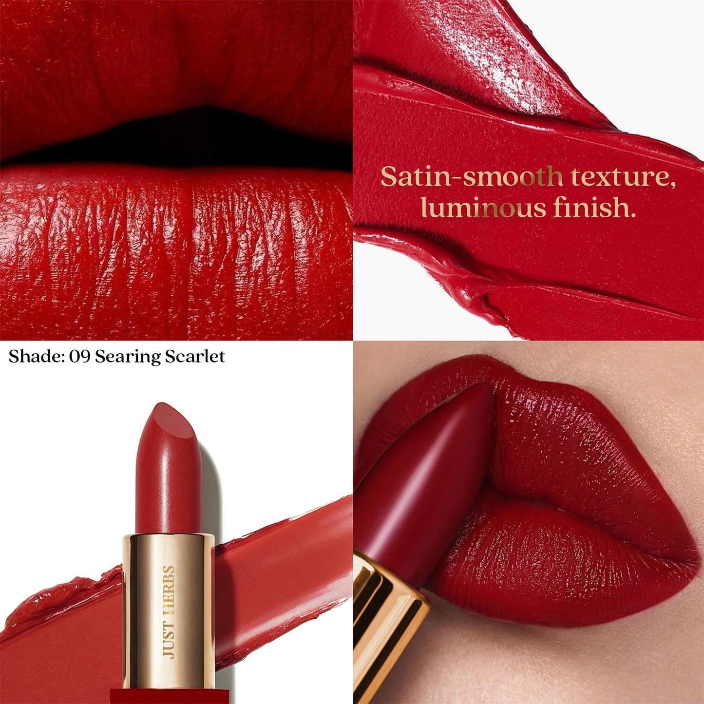 Just Herbs Luxe Satin Melt High Shine Lipstick | Luxury Makeup | Ayurvedic Formula | Long Lasting Shine | Ayurvedic Lipstick – 4 gm (01 PEACH SERENADE)