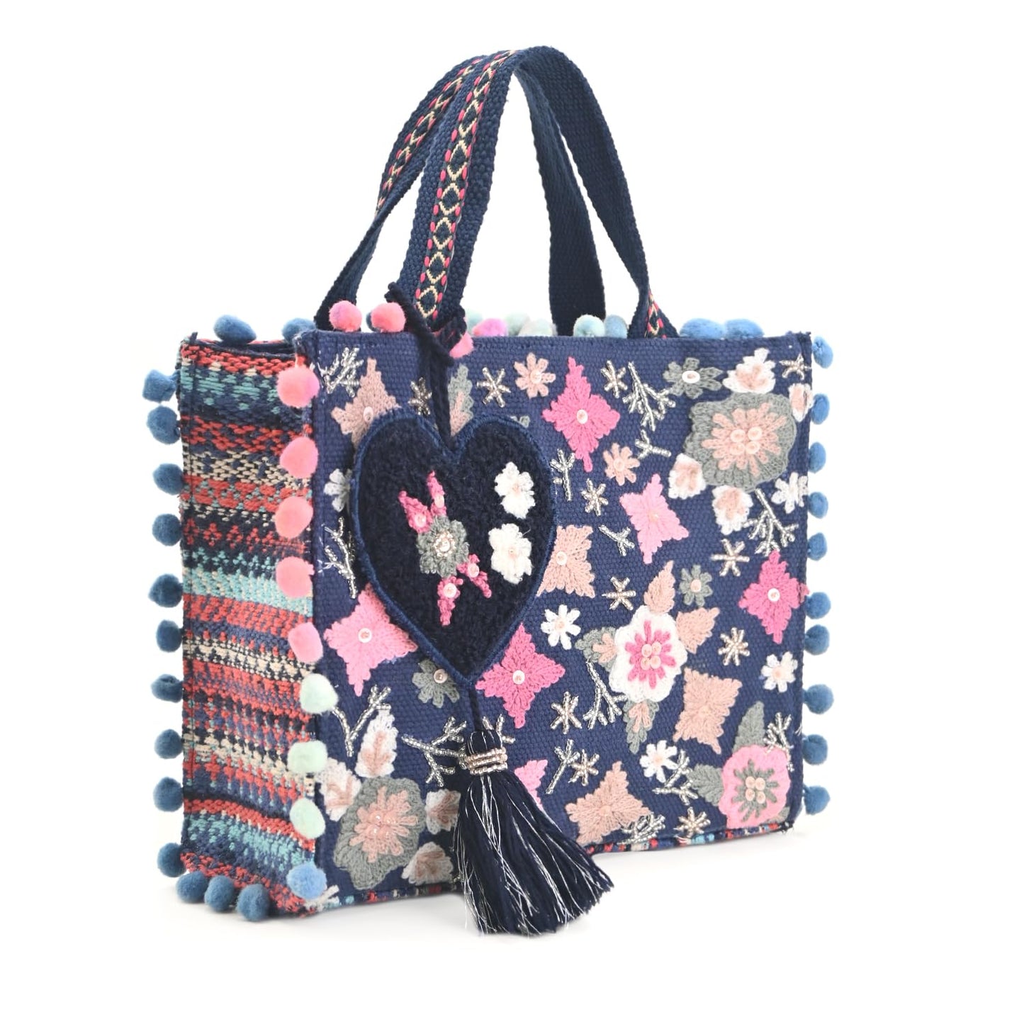 Boho Girl Whimsical Multicolor Jacquard Mini Blush Tote with Adjustable Strap | Wedding Gifts | Handbag For Girls | Birthday Gifts