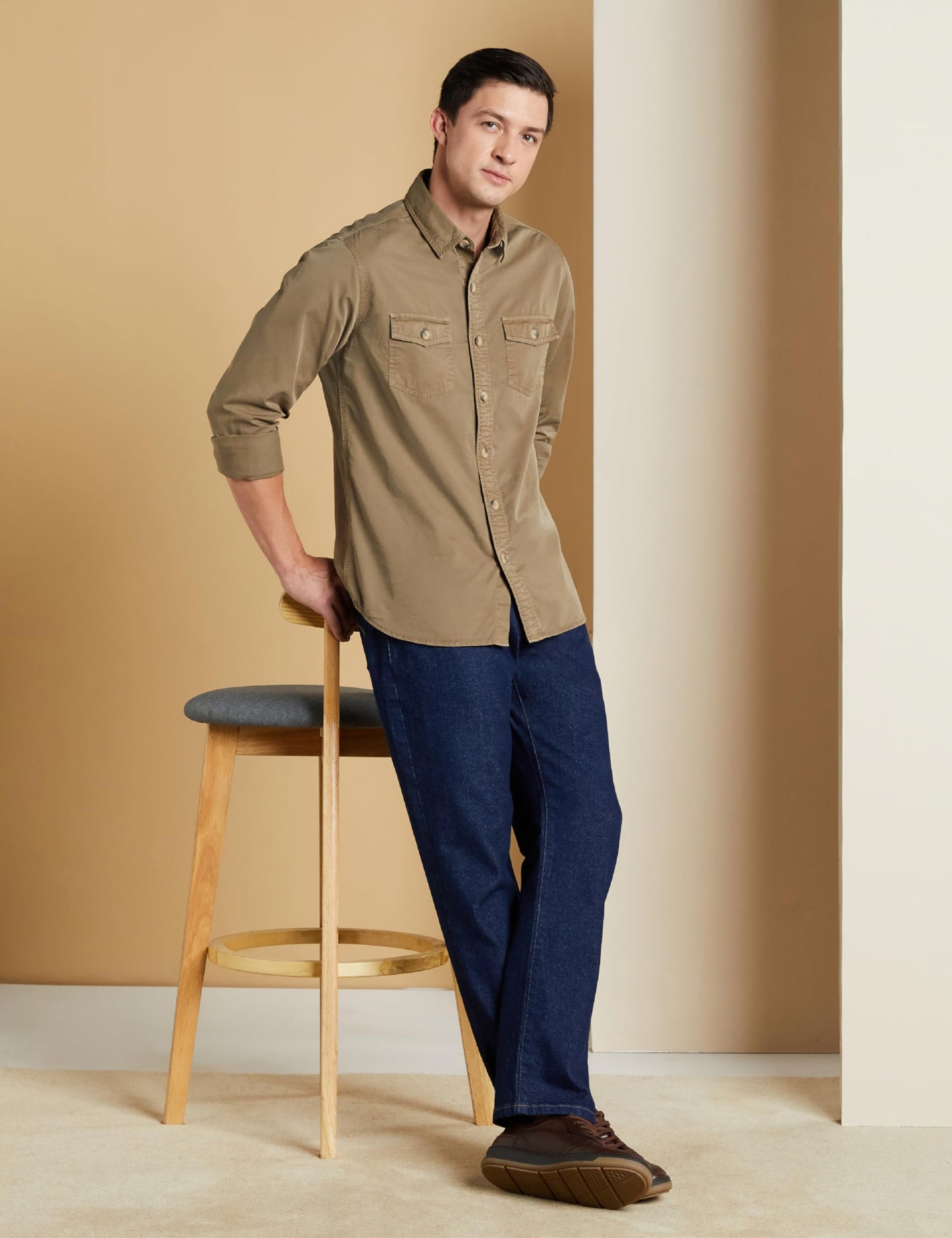 Symbol Premium Men's Cotton Stretch Jeans (Regular Fit Mid Rise) (Dark Blue_32)