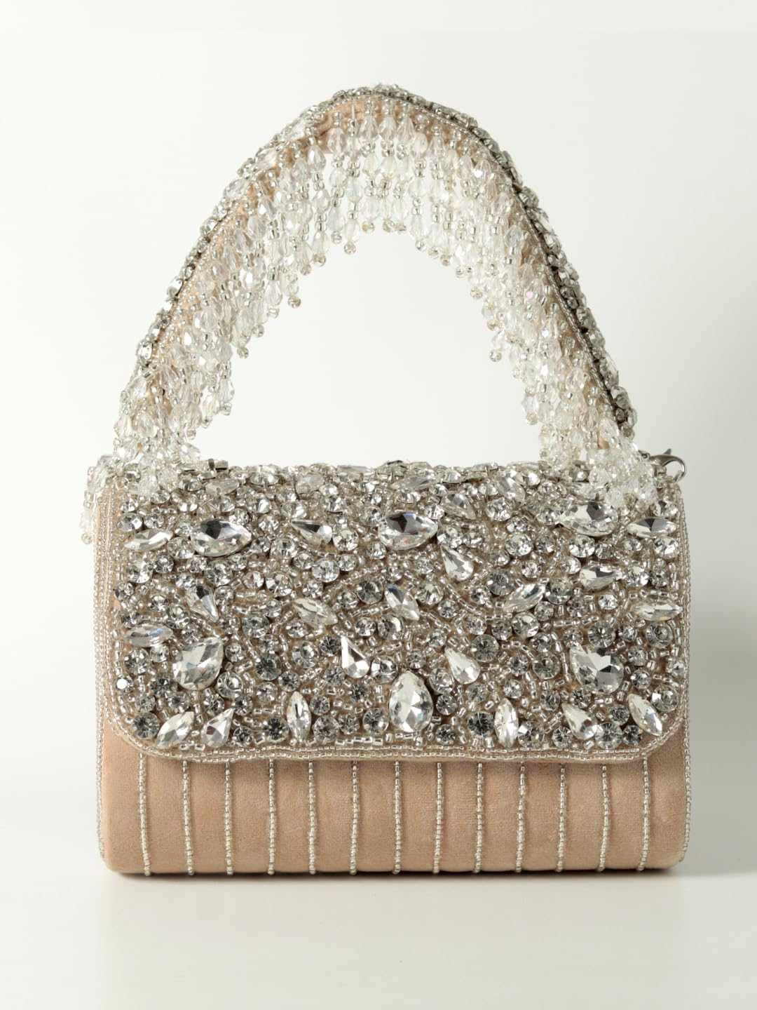 THE TAN CLAN Grace Beige Flap Over Clutch Bag for Women– Elegant Evening Handbag, Stylish Purse, Perfect for Parties, and Special Occasions