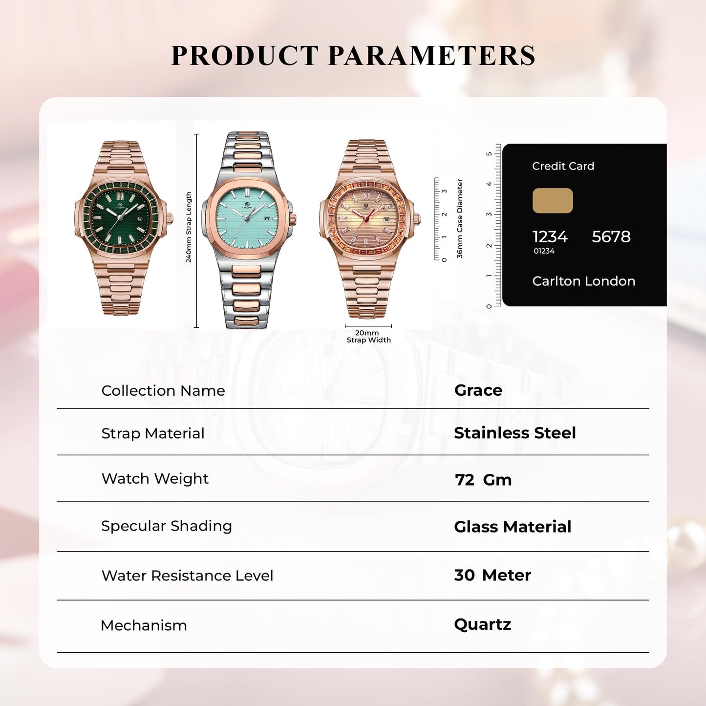 Carlton London Women Grace Analog Blue dial Quartz Watch-CLDPP-003