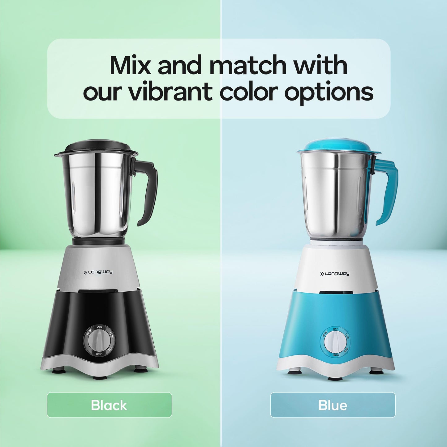 Longway Super Dlx 4 Jar 750 Watt Mixer Grinder - Black & Grey | ABS body | Heavy Duty Motor | Nano-grinding technology | 304 Grade Stainless Steel Blade | Noise levels 80-90 DB |1 Years warranty