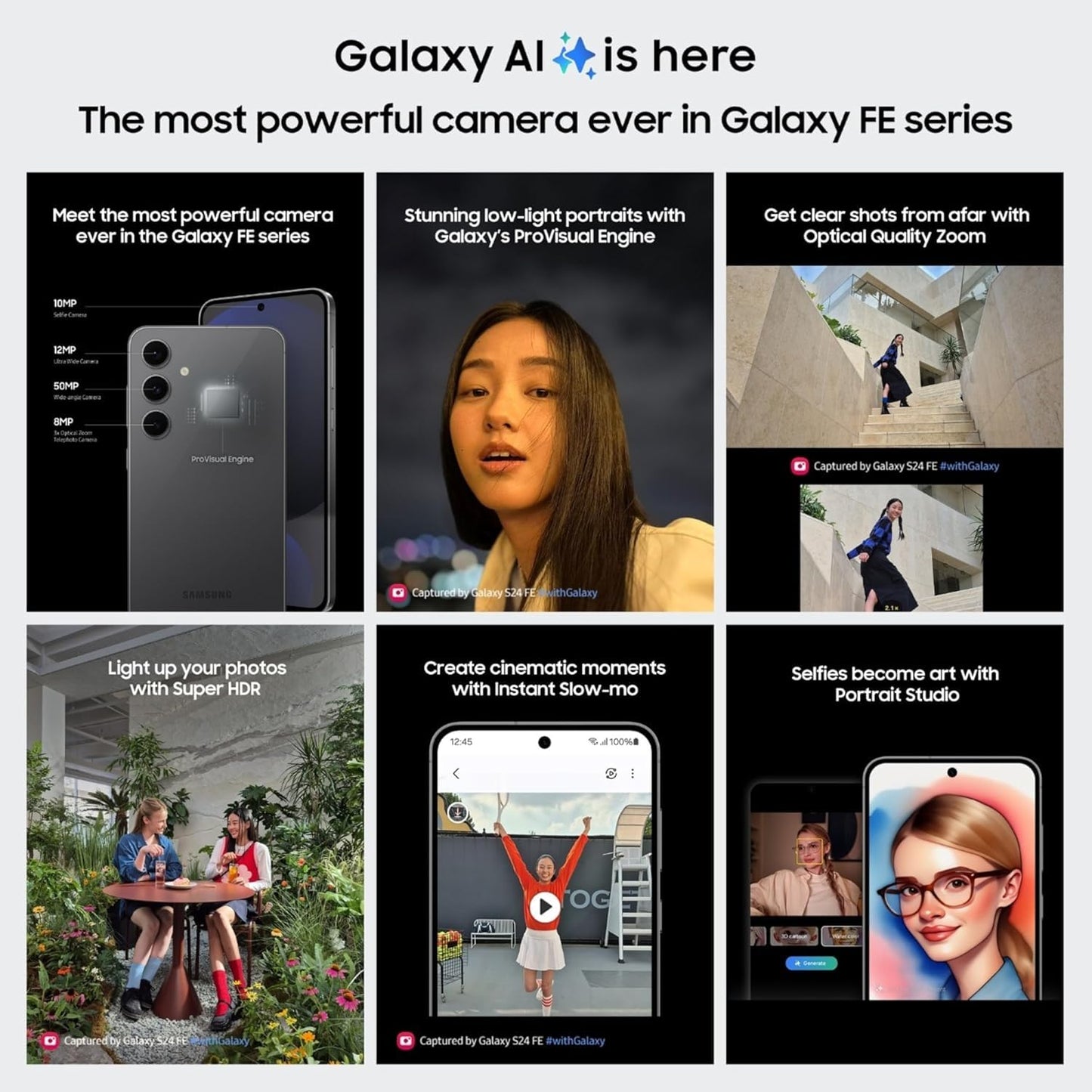 Samsung Galaxy S24 FE 5G (Graphite, 8GB RAM, 256GB Storage) | Exynos 2400e Processor | Dynamic AMOLED Display | Dual Nano-SIM | 4700mAh Battery