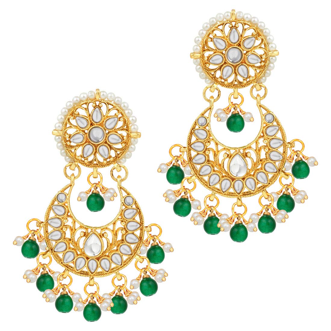 Peora Gold Plated Kundan Choker Necklace Earrings with Maang Tikka Jewellery Set for Women
