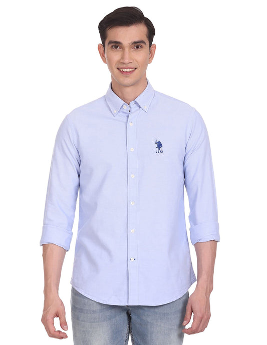 U.S. POLO ASSN. Men's Cotton Regular Fit Polo Shirt Blue Medium