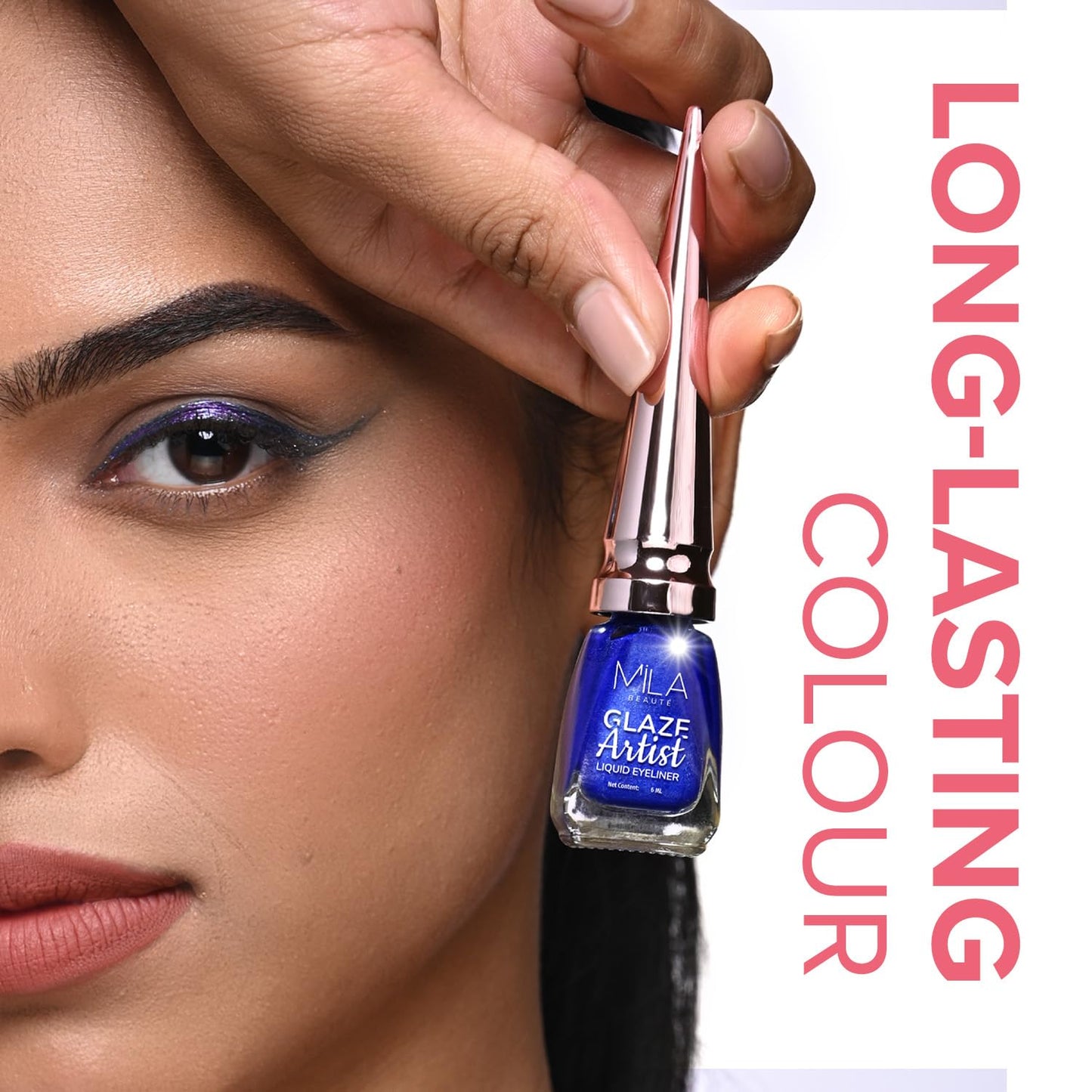 Mila Beauté Glaze Artist Liquid Eyeliner | Water Proof & Smudge-Proof | Rich Glossy Finish with Intense Shine | Intense Pigment I Easy Glide Applicator | 6Ml Shade - Magical Blue