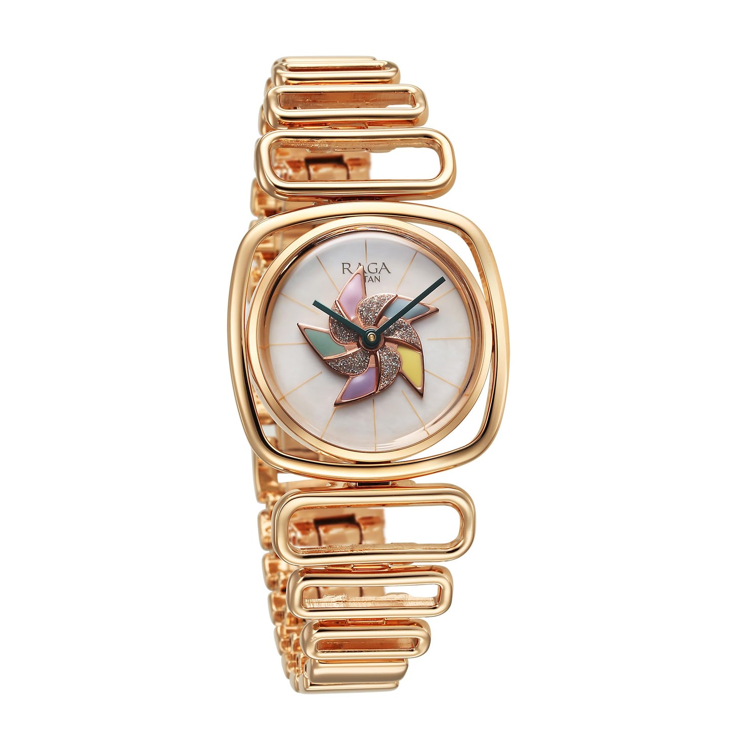 Titan Raga Memoirs Quartz Analog Mother of Pearl Dial with Rose Gold Color Metal Strap Watch for Women/NT95256WM01
