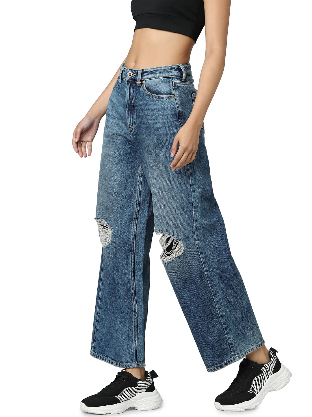 ONLY Wide Leg Jeans(242288501_Medium Blue Denim_33)