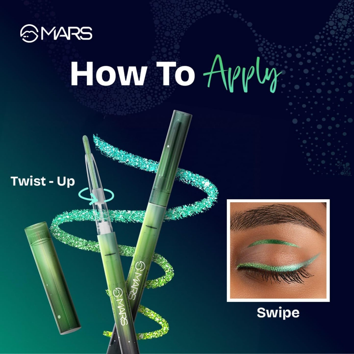 MARS Northern Lights In A Pen Retractable Eyeliner (0.35gm) (01-SWEDISH AURORA) | Duo-Chrome Shimmer Effect | Long-Lasting | Water Restiant & Smudge-Resistant | Silky Smooth Glide | All Day Wear