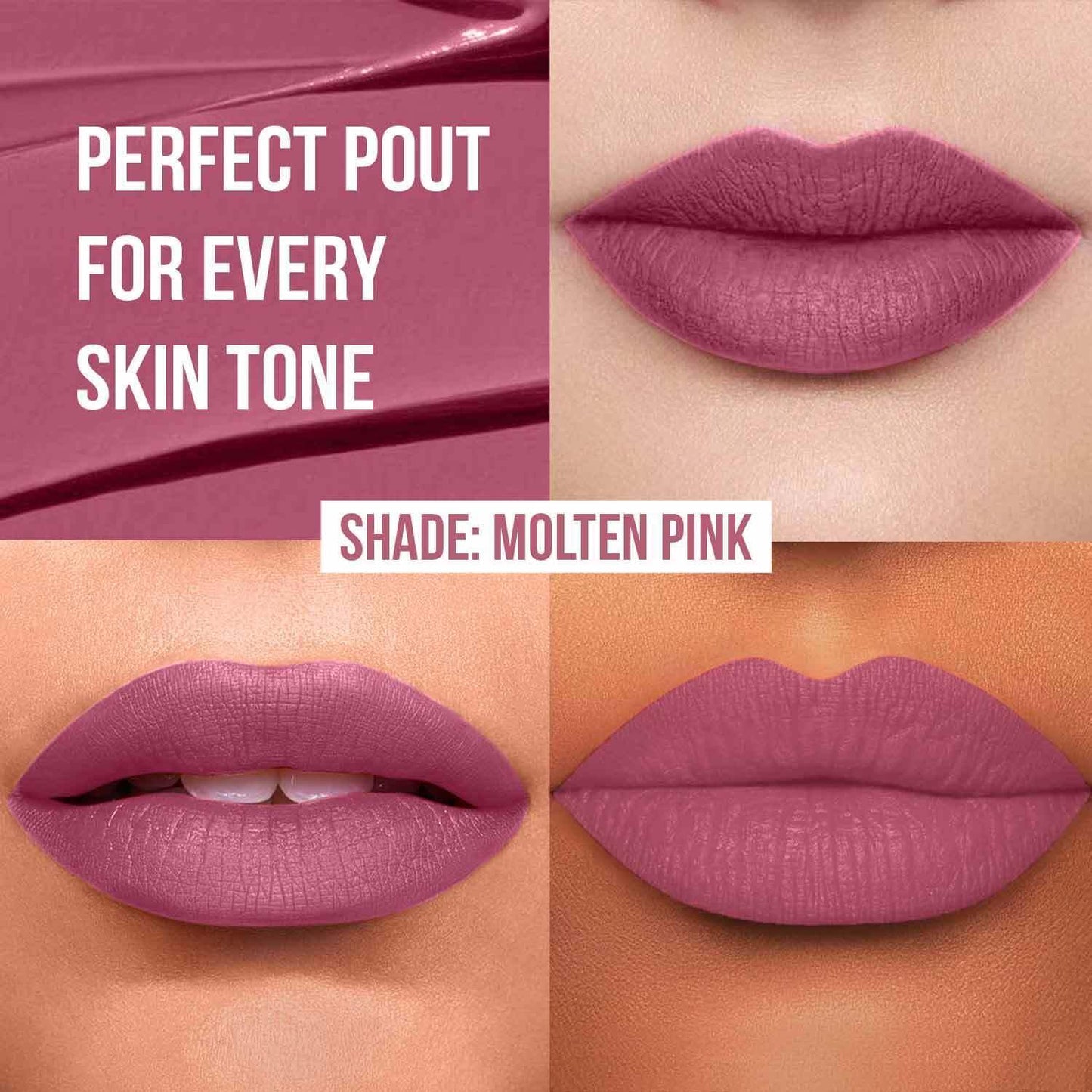 INSIGHT Non Transfer Lip Color - Molten Pink | Waterproof| Matte Finish| Transfer & Smudge Proof| Lightweight| 12 Hr Wear| Highly Pigmented 4 ml