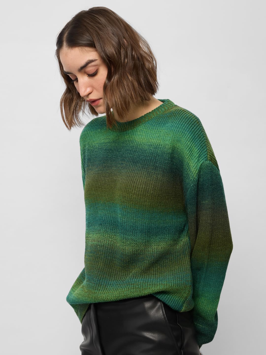The Souled Store Knitted Ombre Sweater : Fern Cable Knit Women Oversized Sweater
