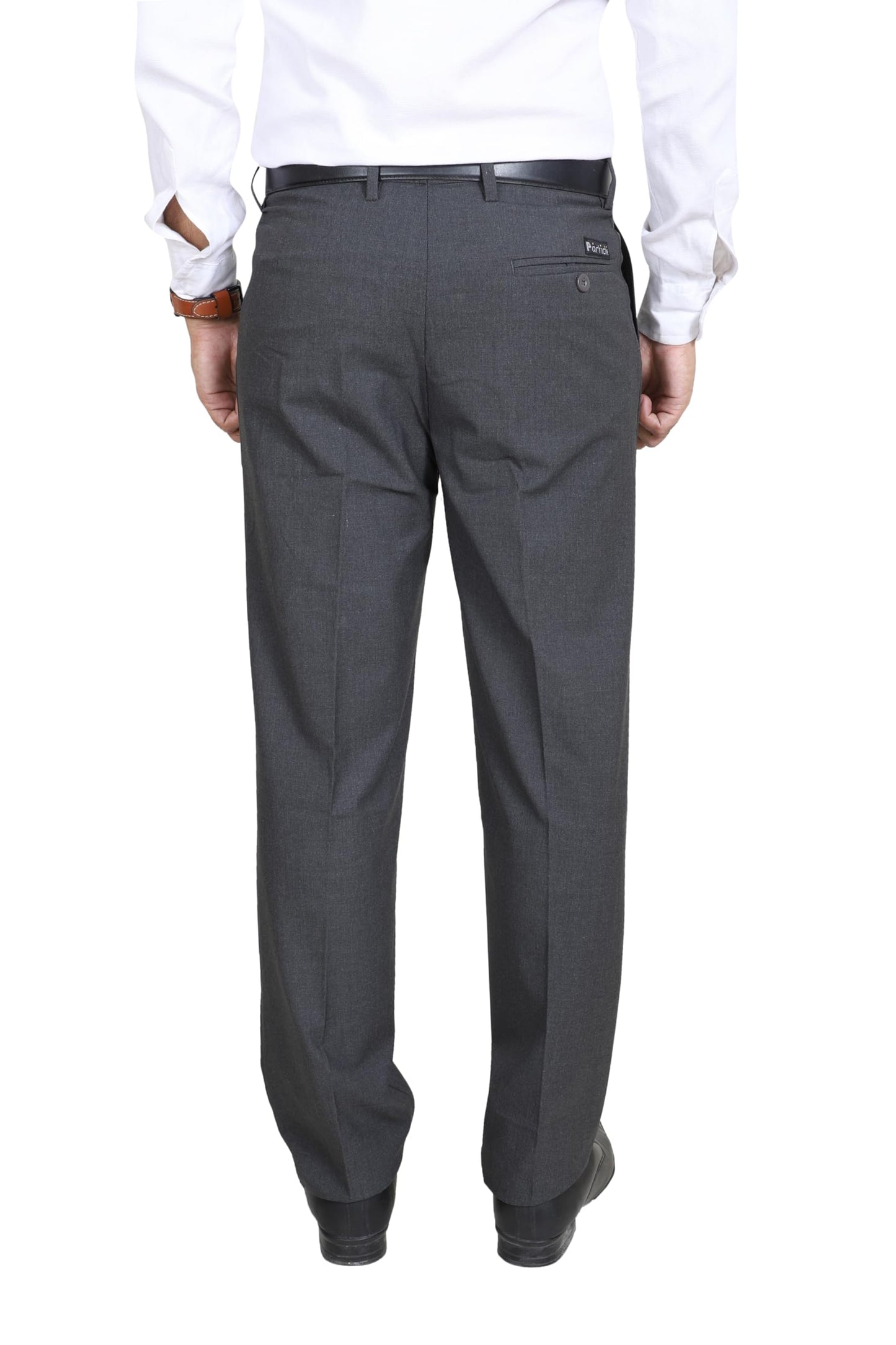Particle Men’s Double-Pleated Regular Fit Formal Trousers – Textured Salt & Pepper Melange – Structured Cotton Blend Pants (Waist 32-46), Slate Melange Grey, 46
