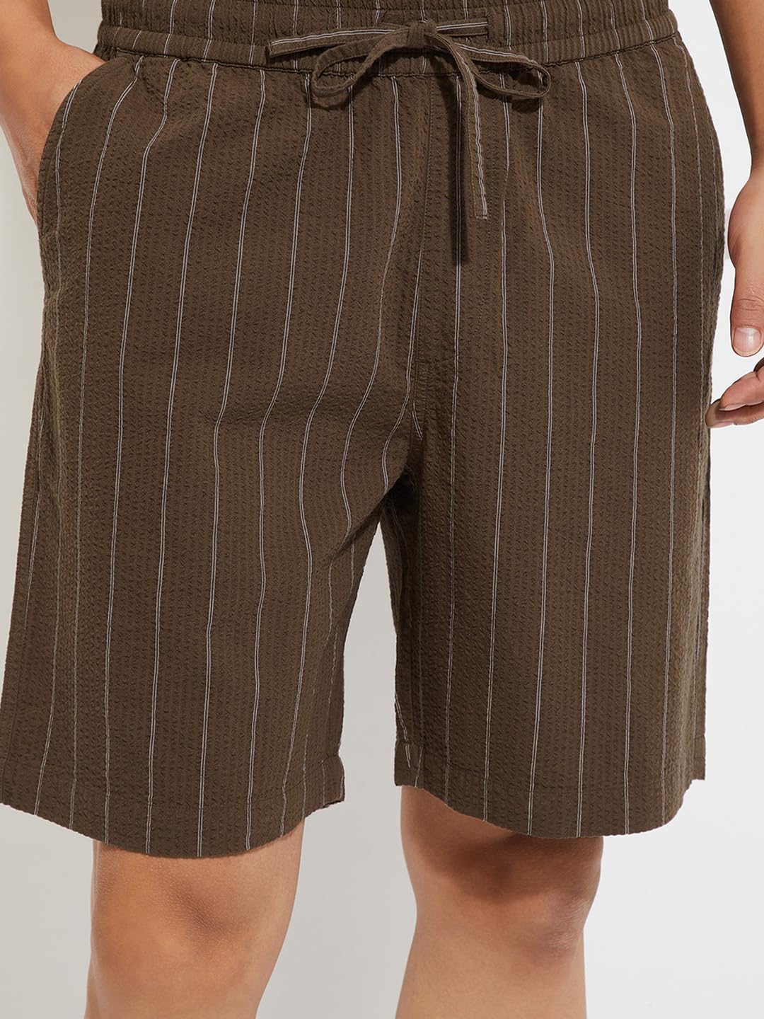 Max URB_N Men Striped Shorts (Brown_L)