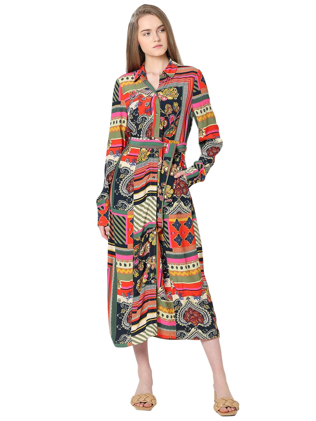 Vero Moda Women's Viscose Shirt Midi Dress (9007006-Night Sky_Night