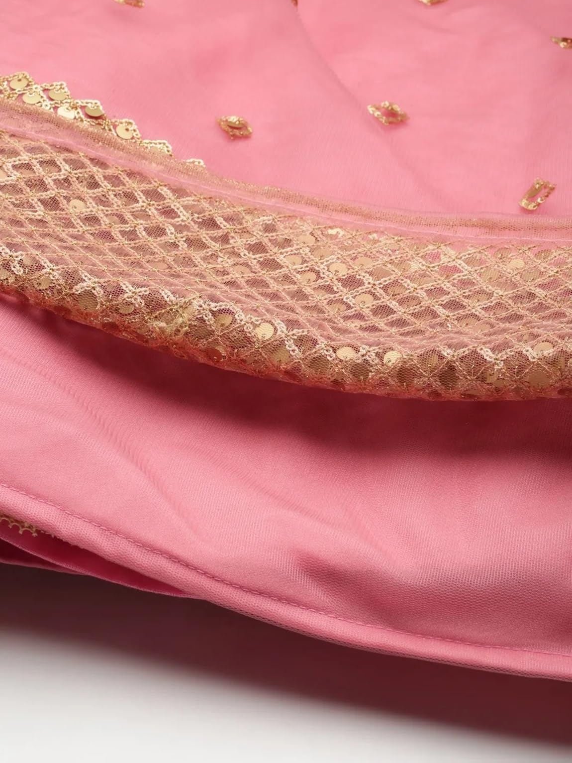 Divine Exim Women's Net Semi Stitched Lehenga Choli with Dupatta | Dori and Sequin Embroidery Pattern | Traditional, Wedding, Ethnic Wear Lehenga (Pink)