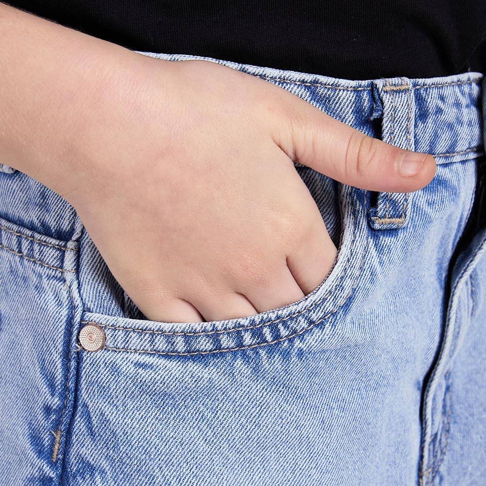 Hopscotch Girls Blue Pure Cotton Loose Fit Jeans (7-8 Years)